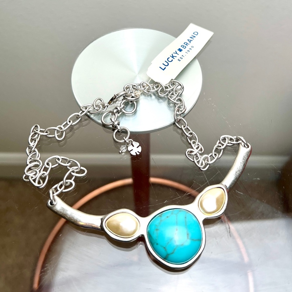Lucky Brand Turquoise and Pearl Necklace